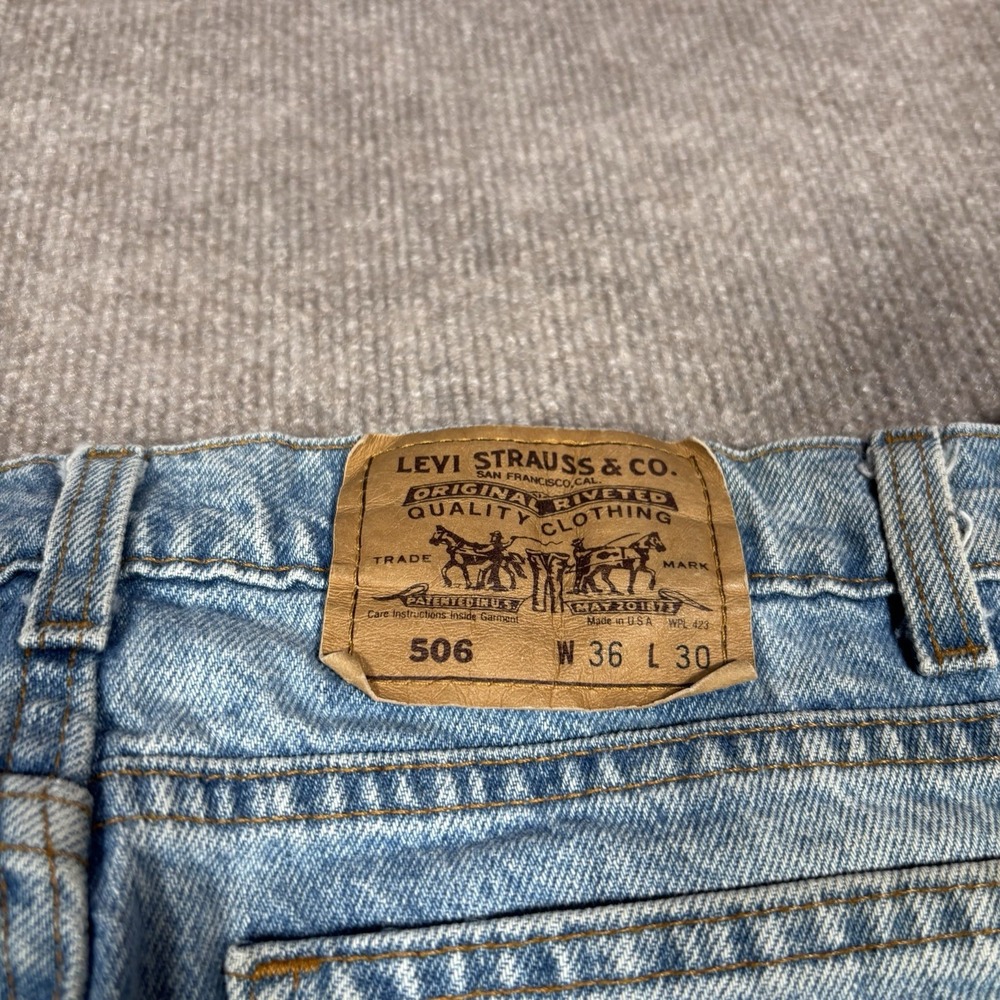 Vintage Levis 506 Jeans Mens 34x30 (Tag 36x30) Orange Tab Blue Denim Made In USA - Picture 11 of 16